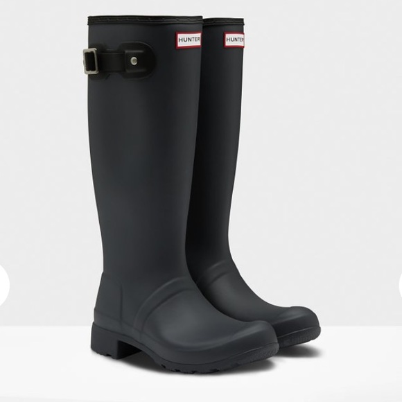 New in Box Hunter Black Matte Packable Rain Boots - Picture 2 of 6